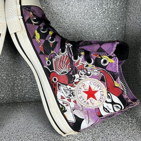 Converse Purple and Black Graphic High-Top Sneakers - Picture 7 of 9